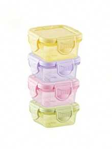 1-6 件装迷你食品储存容器套装、厨房午餐盒冰箱密封容器、矩形塑料密封储物盒小食品容器塑料密封盒、多功能调味品盒、2 盎司塑料、可密封盖子、可堆叠、多用途、便携式零食、水果、燕麦、旅行和家庭整理、用于家庭整理的篮子、垃圾桶和容器、厨房用品学校用品、返校 - 彩色 - 查看 3