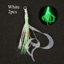 2 件装发光硅胶鱿鱼裙带辅助钩鱿鱼钩流光饵软章鱼裙饵