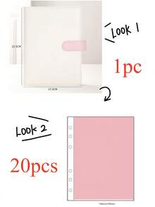 A5 Size PU Binder With 20pcs Sleeves, 3inch 5inch Ring Organizer Postcard Album - White & Pink, Autograph Collection Book, Graduation Photo Album, Life Photo Storage, Birthday Gift, Memorabilia - White - View 14