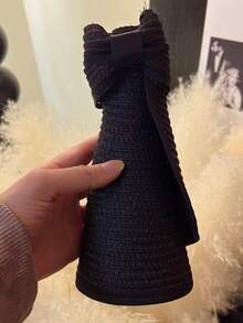 1 件可折叠夏季宽边帽，便携式户外防晒帽，蝴蝶结沙滩帽，包含保养说明（如果帽子在交付时出现略微扁平的情况）