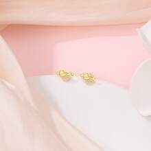 1 paire de boucles d'oreilles en argent sterling S925 doré, boucles d'oreilles perles, coquillage d'amour, vis de mer, étoile de mer, papillon scintillant, boucles d'oreilles zirconium. Bijoux élégants pour dames, cadeau pour fête, mariage, meilleur choix