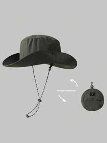 1 pieza Sombrero de cubo plegable de unicolor para mujer, protección solar de moda para exteriores, playa, protección UV