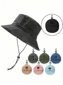 1 pieza Sombrero de cubo plegable de unicolor para mujer, protección solar de moda para exteriores, playa, protección UV