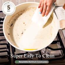 Non Stick Ceramic Cookware Set, And A Single Flat Bottomed Pan Healthy Pot And Flat Bottomed Pot Set, Kitchen Cooking Set, With A Cool Handle To Keep It Cool, White Granite Coating,