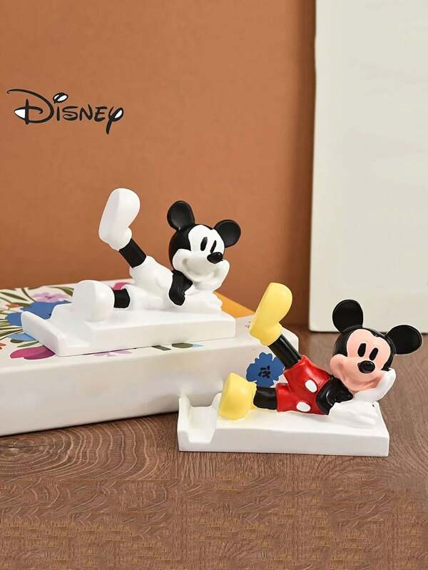 Disney 1 pièce / 2 pièces Nouvelle décoration Disney Mickey Mouse - Support de téléphone à double usage et figurine, décoration de bureau/voiture d'intérieur/extérieur en résine ABS, sans électricité nécessaire, cadeau parfait pour petit ami/petite amie, étudiants, fans de Disney