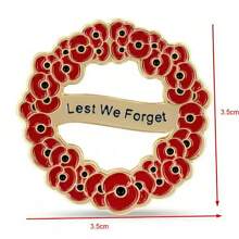 Abzeichen zum Gedenktag in Großbritannien, rote Emaille Mohnblumen Kranz Brosche, Schul- und Bürozubehör, Hemden, Jacken, Schmuck, Halloween Kleidung, Anstecker, lustige und süße Geschenke für Lehrer, Halloween Accessoires, Lehrertags Kostümzubehör, Taschenanhänger