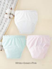 3条装新生儿如厕训练裤，可水洗薄款婴儿学习裤，男女通用布尿布，可重复使用尿布内裤，适合如厕训练、户外活动等，婴儿必备清单