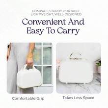 Maleta portátil, maleta pequeña, neceser multifuncional, neceser multiusos para cosméticos y cuidado de la piel, neceser de gran capacidad, equipaje portátil, caja de almacenamiento, organizador de artículos, maleta de viaje, mini maleta, neceser, bolso de mano, caja de almacenamiento, equipaje, neceser de viaje, resistente y duradero, tamaño pequeño, gran capacidad, con asa, buena calidad, adecuado para salir, viajar, acampar, viajes de negocios (blanco, gris, rosa, beige, verde, amarillo, morado, negro) - Blanco - Ver 6