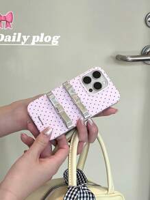 1 pieza Funda de teléfono protectora suave y linda con moño 3D punteado metálico y de moda para 11/12/13/14/15/16/Pro