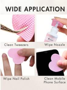 200pcs Nail Wipes - Professional Lint-Free Nail Polish Remover Pads, UV Gel Cleansing Tissues, Unscented Manicure Prep And Finish Nail Art Cleaning Tool(Pink)