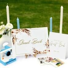 1PC Wedding Guest Book For Guests To Sign, Elegant Wedding Guestbook Ideas, Sign In Book For Bridal And Baby Shower,100 Thick Lined And Blank Pages For Party, Wedding Books