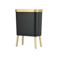 15L moderner Haushalts-Mülleimer Multifunktional, platzsparendes Design für Küche, Wohnzimmer, Badezimmer, Büro und Garage - einfache Reinigung und Organisationslösung hoher Rand Kipp-Deckel Küchen-Mülleimer, rechteckiger Kunststoff-Abfalleimer Schulanfang