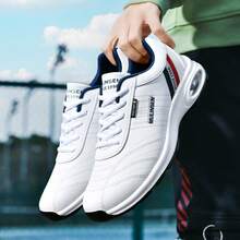 Men's Cushioned Sports Sneakers - Shock-Absorbing, Non-Slip Casual Sports Shoes With Breathable Lining Polyurethane Outsole, Suitable For Running, Tennis And Training - All-Season Comfort, Casual Wear, Fashionable Shoe Design, Striped Shoes