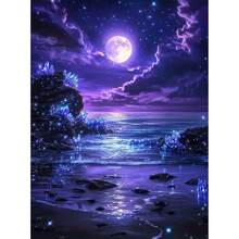 1pc [30*40cm/11.8*15.7in] 5D Acrylic Diamond Painting Kit, Night Landscape Pattern, Suitable For Adult Beginners DIY Mosaic Diamond Art, Full Drill Handmade DIY Diamond Painting, Applicable For Living Room, Bedroom, Office Wall Decoration Hanging Painting, Surprise Gift Art Home Decor For Family And Friends, Frameless