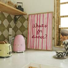 1 件优质中世纪晚餐主题复古字体印刷品，带红色和粉色点缀，无框帆布海报，适用于厨房/餐厅/宿舍，是送给她和海滩毕业典礼的完美礼物，Funkyposters 墙面印刷品（厨房装饰）