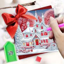 6pcs/Set New Year & Christmas Diamond Painting Greeting Cards, DIY Unique Diamond Drawing Craft Cards Set With 6 Envelopes, Quality Craft Paper Material, Handmade Postcard, Suitable For Christmas, New Year Gifts To Express Warm And Best Wishes