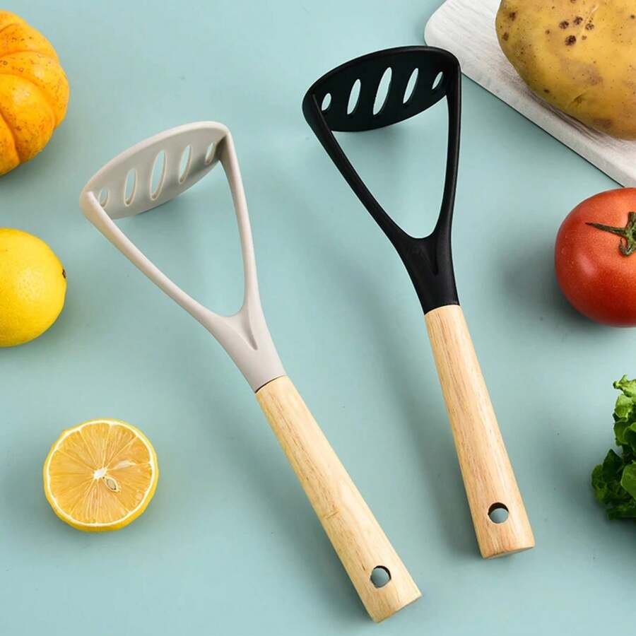 Herramientas de cocina transfronterizas Prensa de patatas de silicona Prensa de ajo Prensa de patatas Resistente a altas temperaturas - Blanco - Ver 1