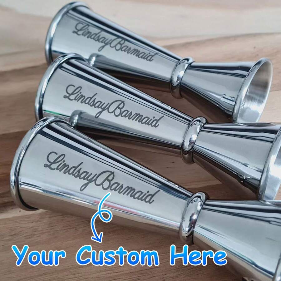 Medidor de licor personalizado de acero inoxidable- Regalo de San Valentín, regalo para barman en casa, profesional mixólogo, mamá, abuela o abuela - Plateado - Ver 1