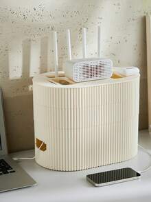 1 juego Caja de almacenamiento para router, caja deorganizador de cables de TV, caja de almacenamiento retro para regleta, cubierta protectora multiusos para enchufes para evitar que los niños la toquen