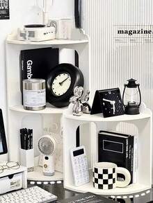 1 Giá để đồ góc bàn nhiều lớp màu trắng, Giá để đồ gắn tường cho giá sách, phòng ngủ, ký túc xá, trang trí văn phòng tại nhà - trắng - Xem 2