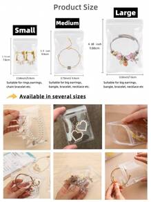 PVC transparente Schmuckbeutel mit Reißverschluss wiederverschließbar, anti-oxidativ und farbbeständig, ideal zum Aufbewahren von Ohrringen, Halsketten, Schmuck, kleinen Geschenken, Party-Gastgeschenken, transparenter Kosmetikorganizer, für Zimmer, Zuhause, Schlafzimmer, Badezimmer