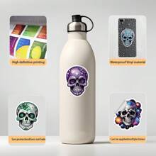 50 Stücke personalisierte Cartoon Totenkopf Graffiti Aufkleber, geeignet zum Dekorieren von Skateboards, Gepäck, Kühlschränken, iPads, Telefonen, Trinkbechern, Gitarren, Schränken, Wänden, Fotoalben, Tagebüchern, Autos, Helmen und anderen Alltagsgegenständen, geeignet für Erwachsene und Jugendliche, Schulmaterial, Rückkehr zur Schule