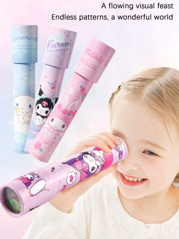 Sanrio Jouet classique kaléidoscope coloré Sanrio Kuromi, My Melody et Cinnamoroll. Jouet kaléidoscope classique coloré, jeux éducatifs, cadeaux de fête, kaléidoscopes classiques, jouets magiques tournoyants de couleurs.
