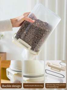 1pc Pet Food Container, Cat Food Storage Canister, 3000ml/2500ml/1750ml Storage Jar For Storing Cat Or Dog Food, Airtight Lid With Measurement Scale, Convenient For Providing Pet Food, Mainly To Prevent Pet Food From Getting Damp And Pets From Stealing Food, Home Pet Food Sorting And Storage Box - White - View 4