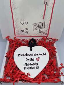 1 Piece Of 2D Plane Heart-Shaped Acrylic Holiday Ornament Hanging, "She Believed She Could, So She Made It Happen" Blessing Words, 1 Piece Encouragement, A Perfect Gift For Family And Friends To Congratulate, A Gift Of Pride For You