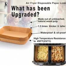 New-2025-  Foodi Air Fryer Liners,  Air Fryer Liners Disposable,  DZ071 Foodi  Dual Air Fryer Parchment Paper Liners, Rectangular Airfryer Paper Liners, Rec 2 Basket Liners - 225pcs Rectangular - 查看 4