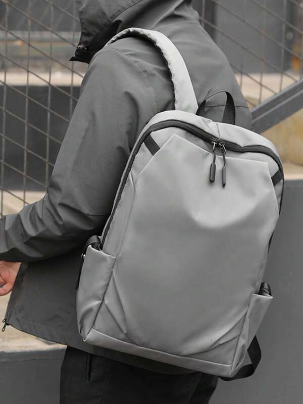 A Solid Color Nylon Scratch-Resistant Backpack Water Proof Student Backpack, Travel Backpack, Leisure Computer, Outdoor Men's Backpack, Htt Junior High School Students, High School Students, School Bags Must Go Back To School Large Capacity To Boys Gift