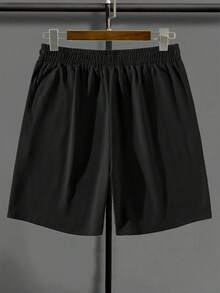 Pantalones cortos de corte recto para hombres con cordón y estampado de letras, shorts deportivos casuales y cómodos con bolsillos, apropiados para correr, golf, pesca, baloncesto, camping, gimnasio, natación y playa, gran regalo para esposo o novio - Negro - Ver 2