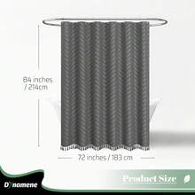 Extra Long Shower Curtain, 84 Inch Long Boho Tufted  Striped Fabric Shower Curtain For Bathroom, Tall Shabby Chic Waterproof Cloth Shower Curtain Set With Hook, Charcoal Grey, 72x84 - 灰色 - 查看 8