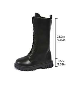 2025 New Style Fashion Versatile Girls Long Shaft Flat Knight Boots, Girls & Big Girls - Black - View 9
