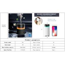 1PC Portable Essential Oil Diffuser Atomizer For Car Use With Auto Start-Stop Function, Operation Memory Function, 8-Color Ambient Lighting, And 3000mAh Rechargeable Battery– Suitable For Cars, Homes, Offices, And Travel.