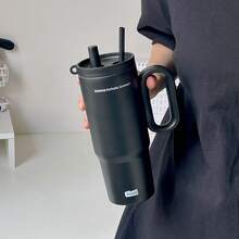 标语设计大容量手柄保温杯，带吸管