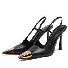 Zapatos de tacón de aguja con correa de hebilla para mujer de VOLEECE, cómodos, de punta puntiaguda y de uso informal - Negro - Ver 4