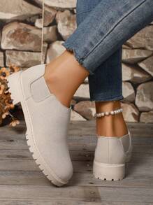 2025 New Arrival 1 Pair Teenage Flat Oxfords, Retro British Style Low-Top Casual Sneakers, Versatile Slip-On Loafers For Students & Daily Wear, Beige Color, Plus Size