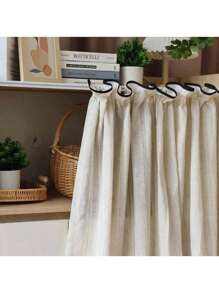 Cortinas transparentes con bordes a rayas japoneses y ribete negro, cortina corta para la cocina