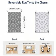 Outdoor Rugs Easy Clean, Reversible Mats, Outdoor Area Rug, Plastic Outside Carpet, Eeometric Rv Mat For Patio Camping Rv Picnic Backyard Deck Balcony Porch Beach,Garden Decoration - Grey - View 6