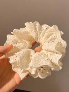 1 件独特的法式蕾丝镂空花朵发圈，适合日常使用，发圈，发圈 - 紅色 - 查看 5