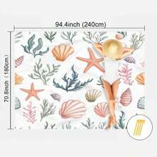 1pc Marine Element Printed Beach Mat, Waterproof And Anti Sand Oversized Beach Mat, Lightweight For Adults For Travel, Camping, And Picnics