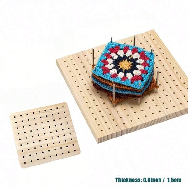 1 Set Crochet Board With Metal Rods, Including Crochet Hook Board, Rhinestone Pin Fixator, Crochet Hook Board, Grandma Square Board, Crochet Wooden Mat, Knitting Board - Smooth Surface, No Installation Required, Suitable For Beginners And Advanced Crafters, Perfect Gift For Handmade Enthusiasts | Decorative Craft Board | Smooth Surface Board, Crochet Tools