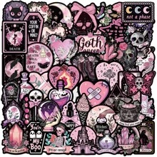 50pcs Punk Gothic Style Printed Stickers, Personalized Decorative For Guitar, Notebook, Luggage, DIY, Cross-Border School Supplies,Back To School