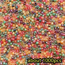 1000pcs Shiny Golden Cylindrical Seed Beads Tiny 2.5mm Japanese Craft Glass Round Loose Sapcer Beads For Diy Tassel Vintage Bracelet Necklace Jewelry Making