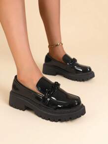 Mädchen Retro Schleifen Ballerinas - atmungsaktive Loafers mit dicker gepolsterter Sohle, runde Zehenform bequeme Flats in Schwarz