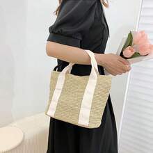 Hand-Held Straw Bag New Summer Beach Bag Beach Vacation - White - View 7