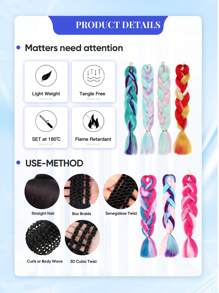 1pc 24 Inch 100g/Pcs Multicolor Synthesis Jumbo Braiding Hair Extensions Brown Pink Blonde Purple Blue Yellow Multi-Color Extension Hair Fashion Synthetic Hair Crochet Hair Extensions Useful And Deft High Temperature Hair For Women Daily Holidays Party And Music Festival Carnival New Year Gifts Cosplay Used YAKI Extension Hair