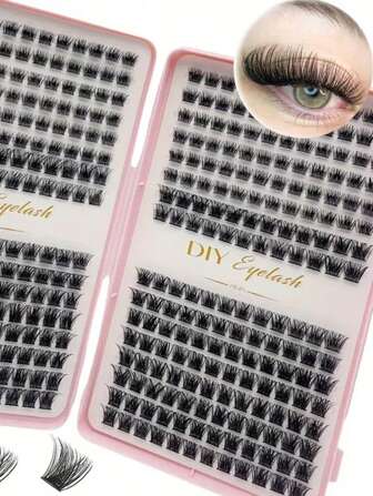 384pcs Individual Lashes Eyelash Book Clusters Extensions False Eyelash DIY At Home Cluster Eyelash Extensions Makeup