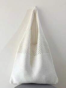 Hollow Crochet Bag, Large Capacity Shopping Bag, Women's Woven Shoulder Bag